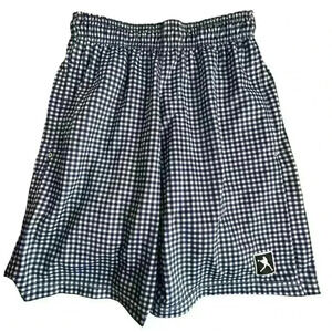 Lacrosse Unlimited Men's Blue Check Chino‎ Shorts Size S Casual Elastic Waist